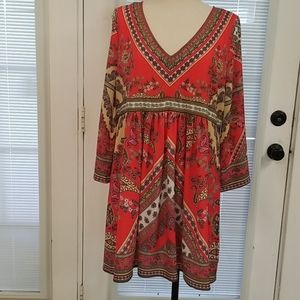 Umgee Plus  V Neck Dress